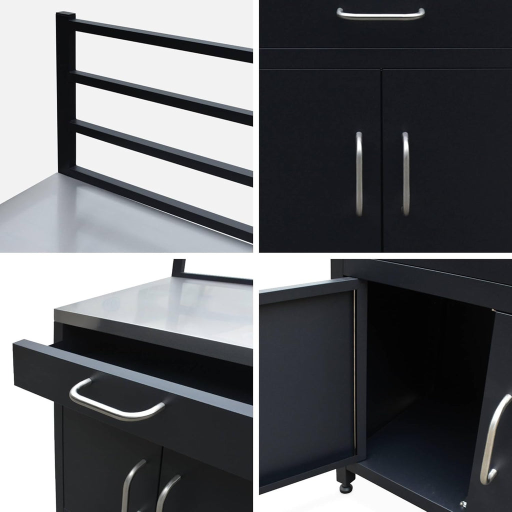 sweeek - Meuble de Cuisine extérieure en Acier avec 1 tiroir et 1 Porte et 1 Grille de Suspension L80