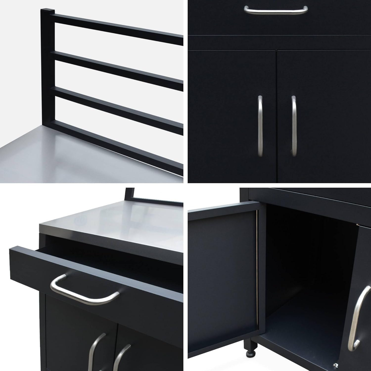 sweeek - Meuble de Cuisine extérieure en Acier avec 1 tiroir et 1 Porte et 1 Grille de Suspension L80
