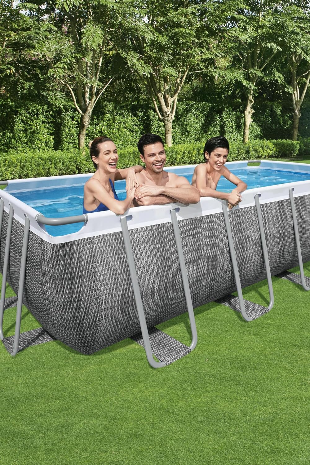 Bestway Piscine Hors Sol Rectangle Power Steel 549 x 274 x 122 cm rotin Gris