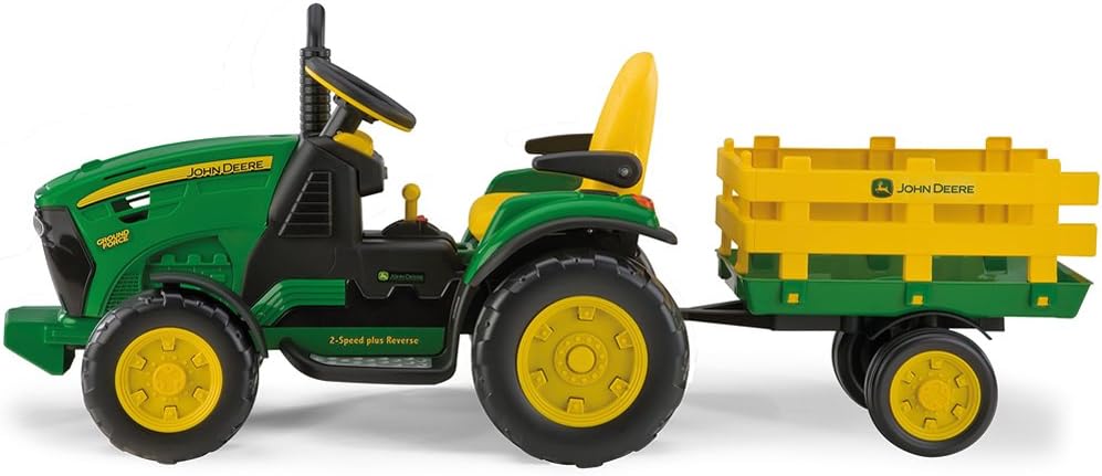 Peg Perego John Deere Ground Force 12V + remorque, vert/jaune, enfants