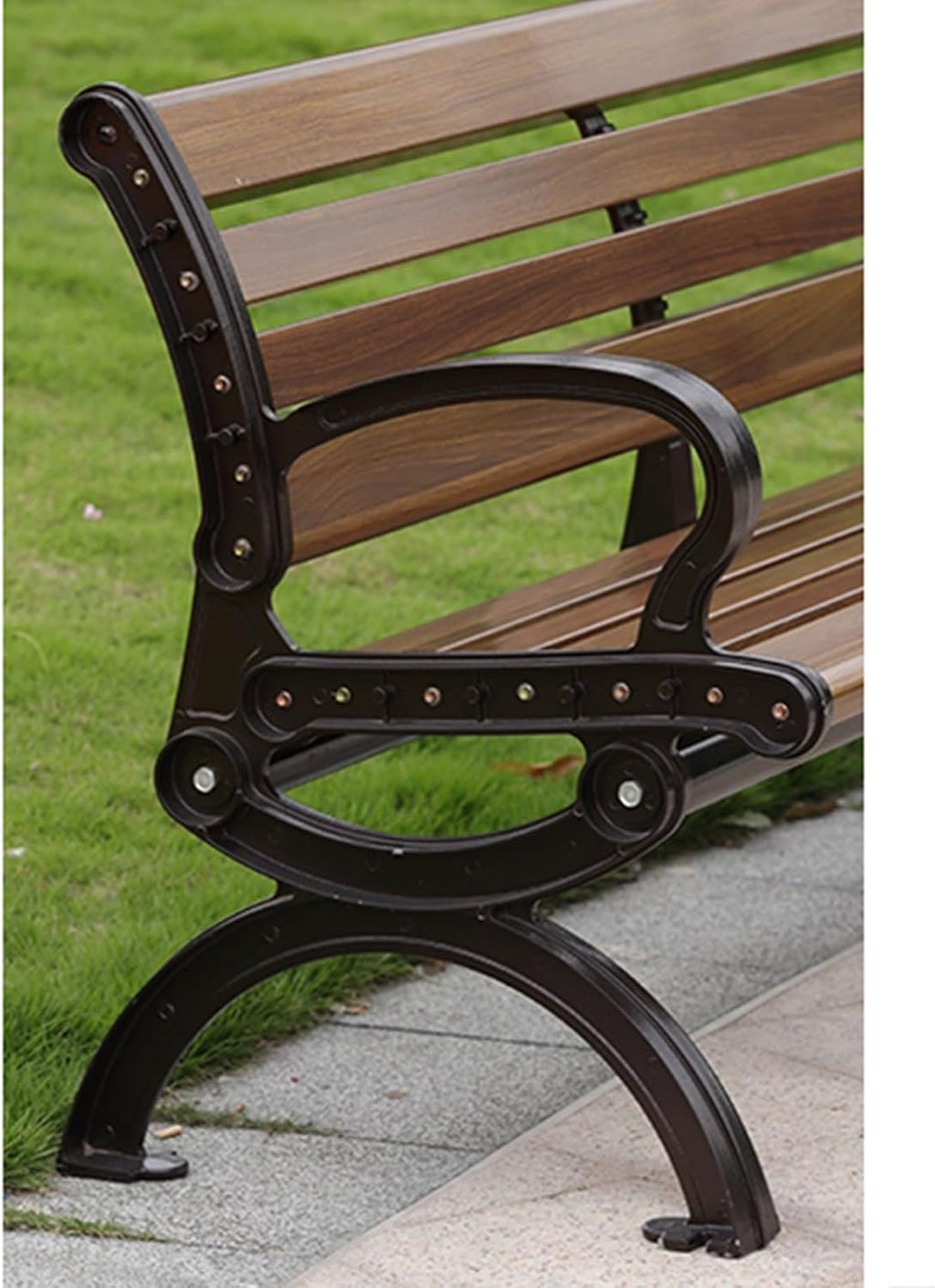 HZEPDVT Banc de Jardin en Aluminium for Trois Personnes avec Dossier et accoudoirs, résistant aux intempéries et à la Rouille, Banc de terrasse à Lattes métalliques