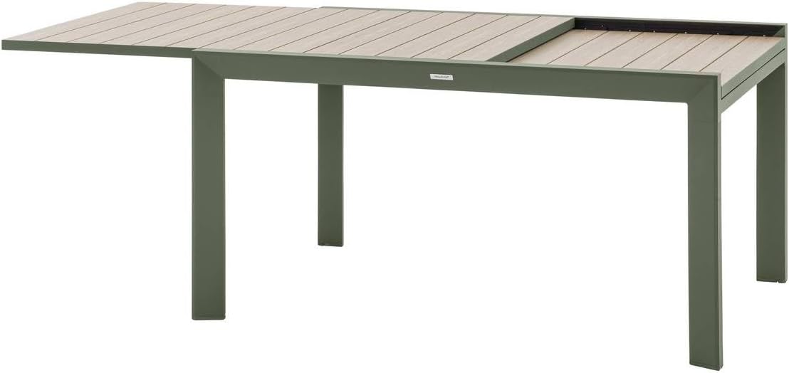 Hespéride - Table de Jardin Extensible Evasion Beige - 10 Places - Aluminium Antirouille Aluminium Effet Bois - Rallonge Coulissante