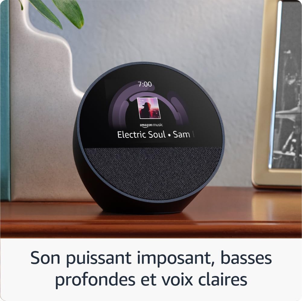 Amazon Echo Spot (Nouvelle génération) | Réveil connecté avec un son de qualité et Alexa | Blanc