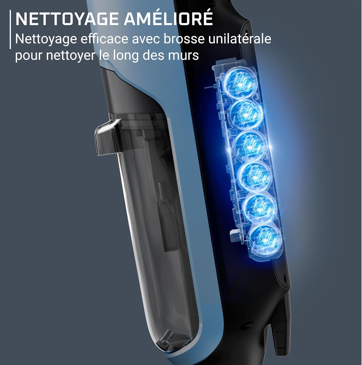 Rowenta X-Clean2, Aspirateur Laveur sans Fil, Nettoyage 2-en-1, Modes ECO/Max, Léger, Nettoyage Le Long des Murs, Auto-Nettoyage, GZ2271E0, Bleu