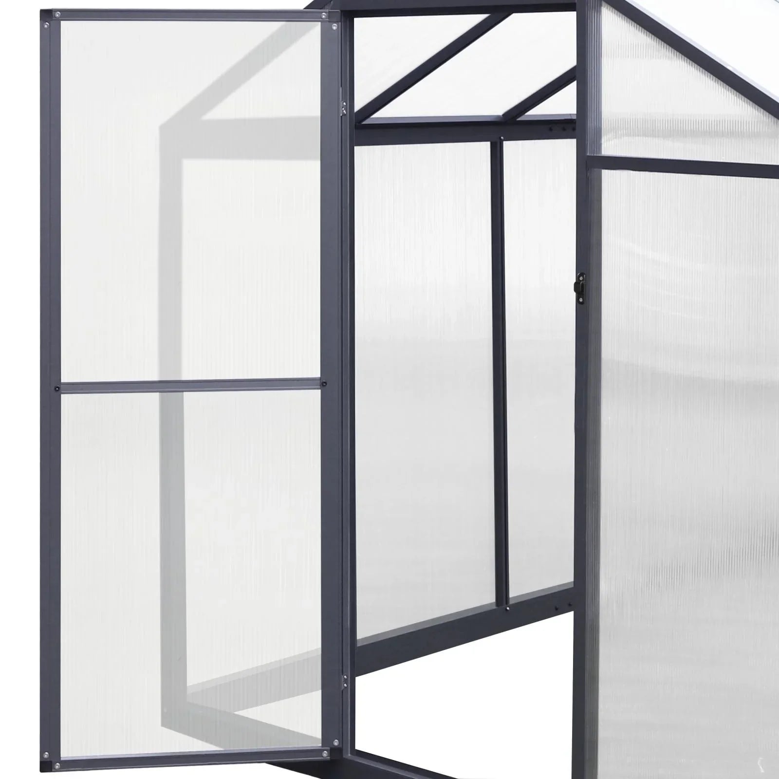 Serre de jardin aluminium VEIKOUS avec évent de toit réglable et porte verrouillable Grise