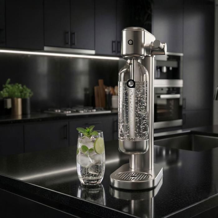 Aquafloow Machine à soda eau pétillante – acier – 3 bouteilles de 0,8 l – cylindre CO₂ inclus - Réglage d'intensité des bulles