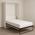 Lit escamotable blanc avec matelas en mousse 90x190 cm