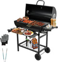 TEENO Barbecue Charbon de Bois,avec Grille de Cuisson XXL,Gants Anti-BrûLures, ThermomèTre,Tiroir à Cendres, éVent RéGlable,Grand Barbecue au Charbon de Bois (Basic)
