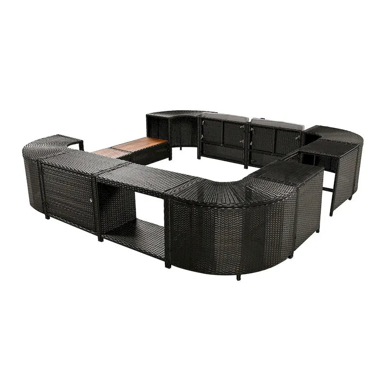 Spa Surround Spa Frame Quadrilateral Outdoor Rattan Sectional Sofa Set
