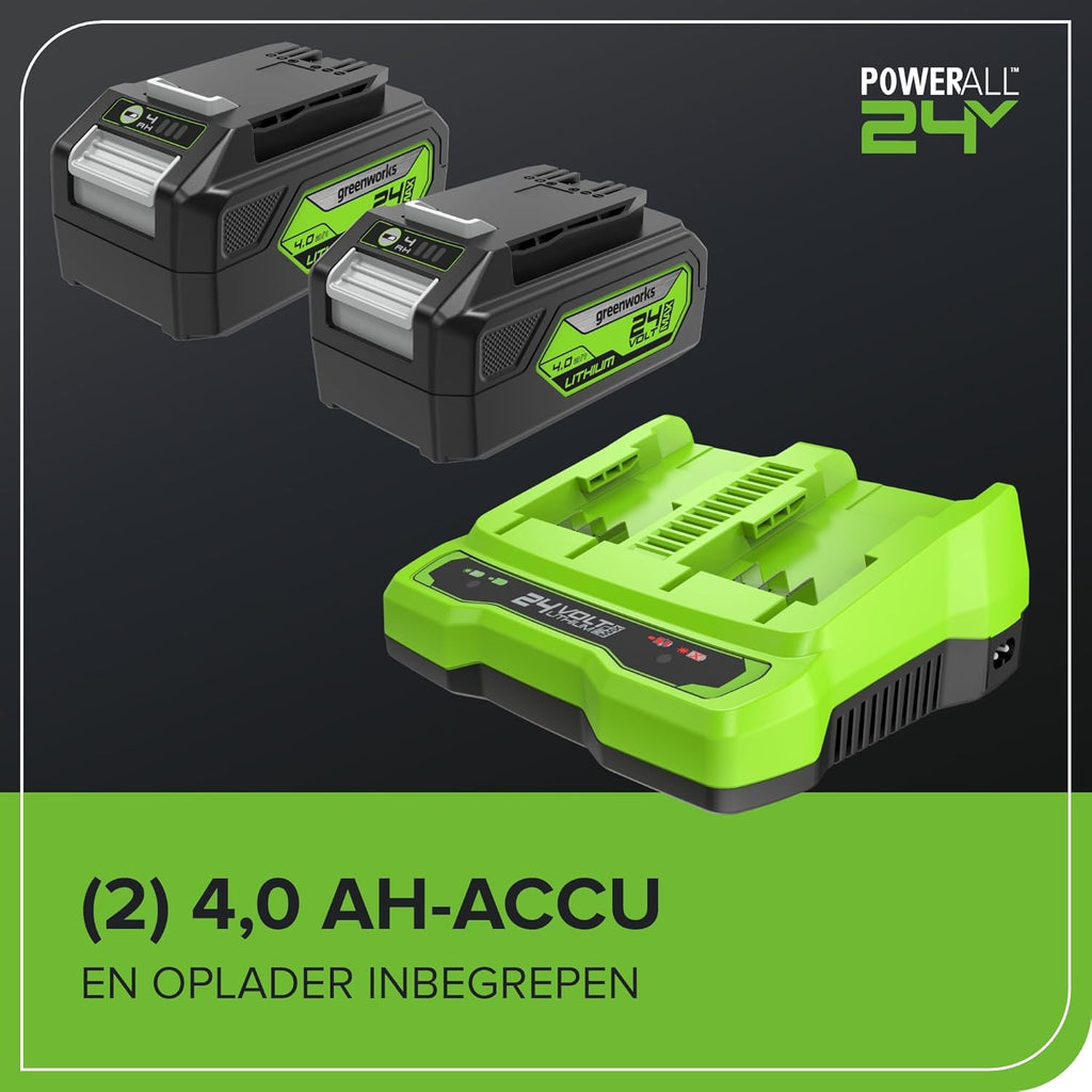 Greenworks 48V(24V x 2) Aspirateur Souffleur Sans fil de Feuilles à Batterie Bandoulière, Moteur Sans Balais, 386km/h, 14.73m³/min,Sac Mulching 45L, 2 Batteries 4Ah,Chargeur,Garantie 3 Ans BL48L421-01