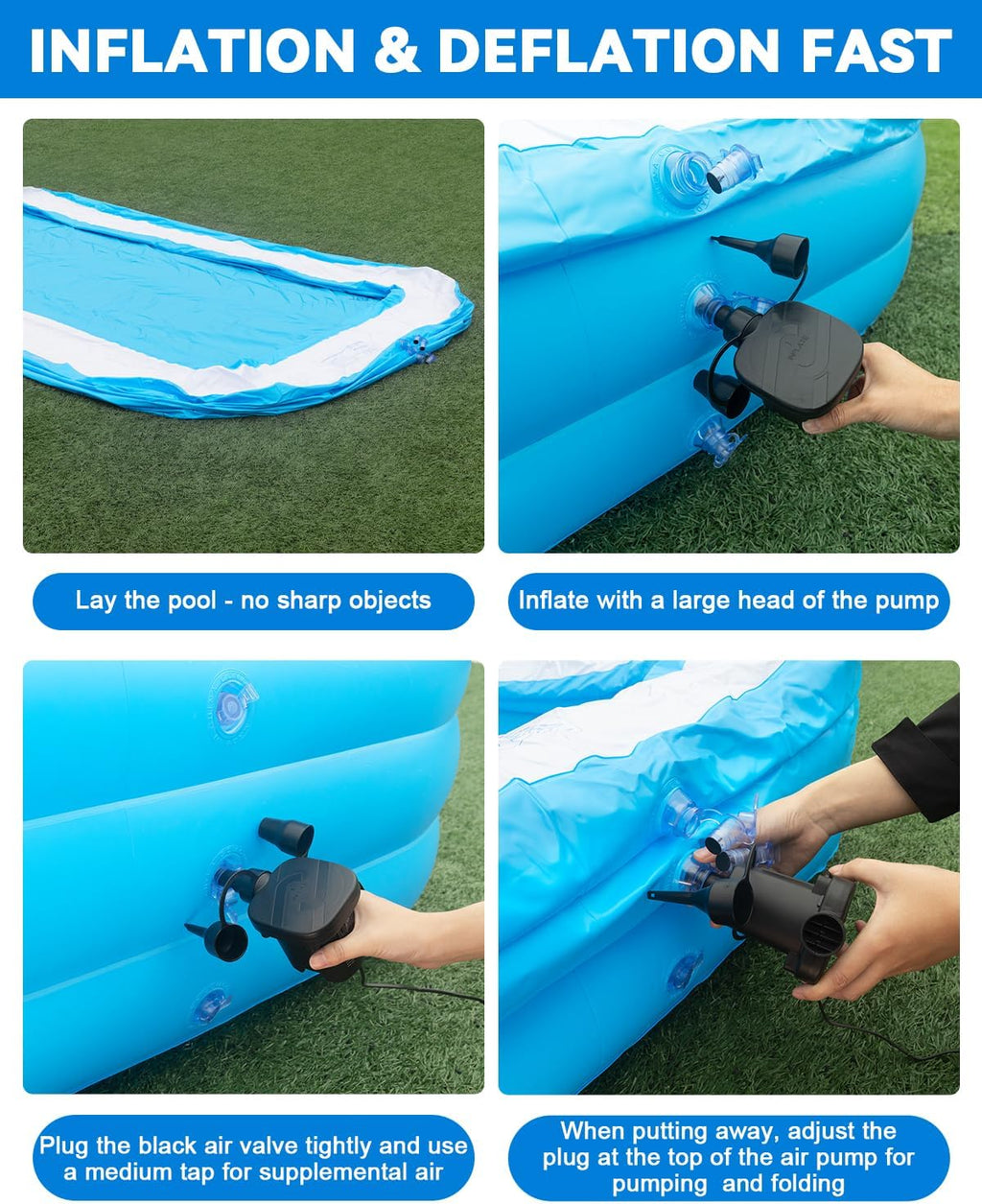 Grande piscine gonflable pour adultes, 330,2 x 182,9 x 55,9 cm, piscine gonflable épaisse avec lumières et pompe, 7 couleurs changeantes, durable, piscine familiale pour jardin, jardin extérieur