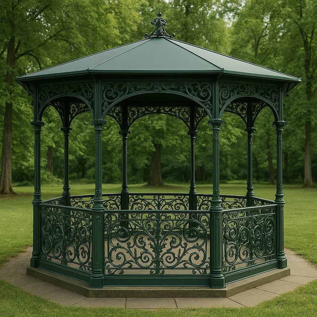 Tonnelle et kiosque en Métal Vert avec Design Élégant et Parois Décoratives - Adapté aux Espaces Extérieurs - Dimensions 400cmx300cmx300cm