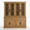 Vitrine en bois de chêne avec portes vitrées en verre trempé 4 tiroirs