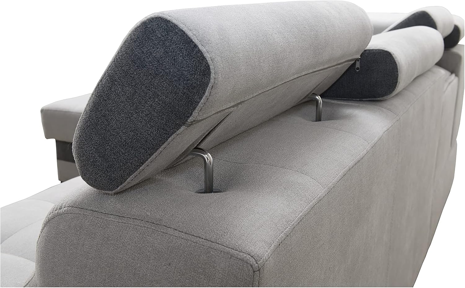 Robin Grand canapé d'angle Convertible avec Coffre de Rangement et Deux tabourets - Canapé d'angle autoportant en Forme de L - Appuie-tête réglables
