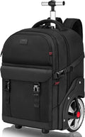 MATEIN Sac Dos Roulettes 17 Pouces avec 2 Roues, Grande Capacité avec Cadenas à Combinaison, 2 en 1 Trolley Résistant et Anti-vol, Hommes Adulte Cartable Voyage d'Affaires, Noir
