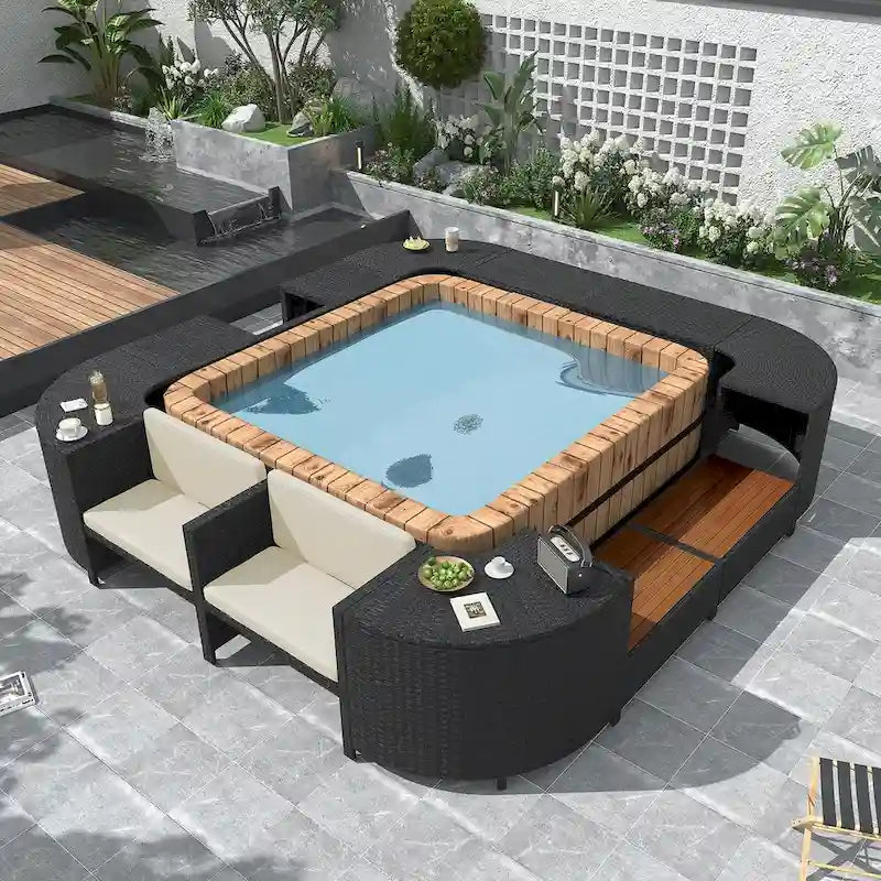 Spa Surround Spa Frame Quadrilateral Outdoor Rattan Sectional Sofa Set