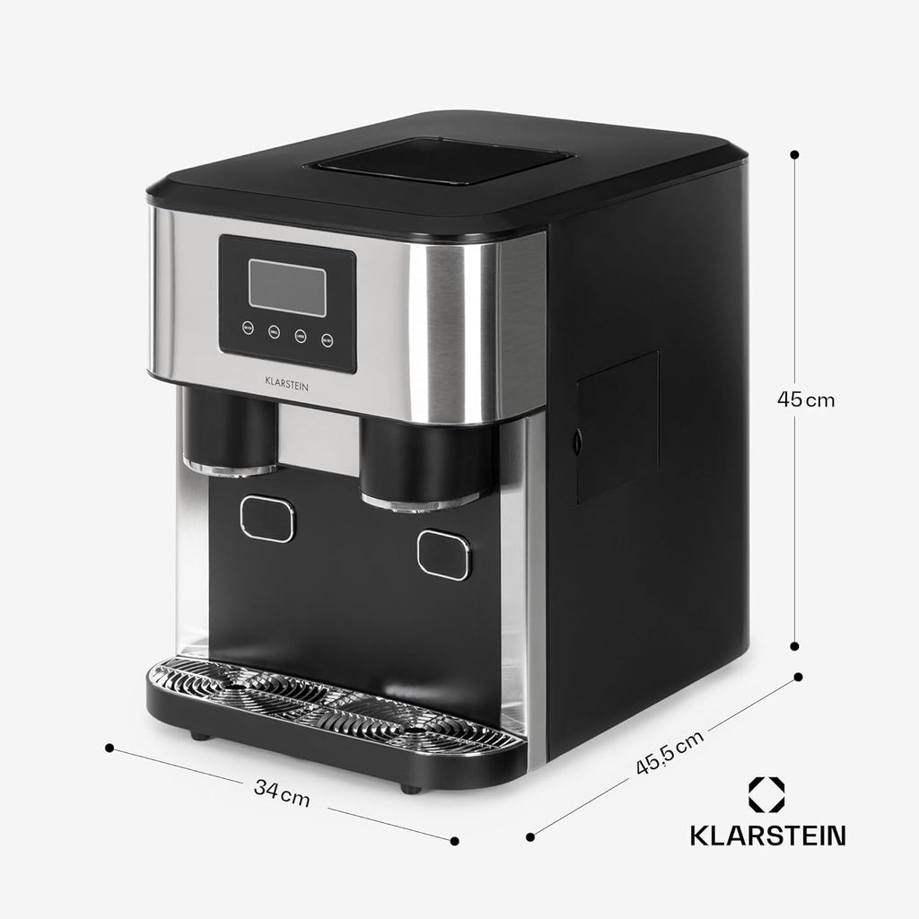 Klarstein Machine a Glacons pour la Maison, Capacité de 1.8L, Fabrique Rapidement Jusqu'à 15kg de Glacons Concassée ou en Balles, Machine à Glaçons, Ice Maker avec Alarme, Machine Facile à Nettoyer