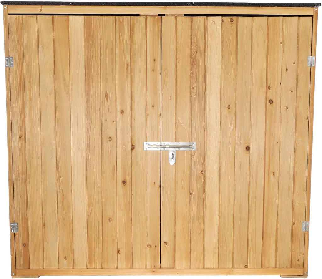 Wiltec Abri de Jardin – 1360 x 580 x 1270 mm – en Bois Verni – avec Toit revêtu par PVC et 2 Portes – Cabane Remise pour Rangement Outils pour Jardin, Terrasse & Balcon