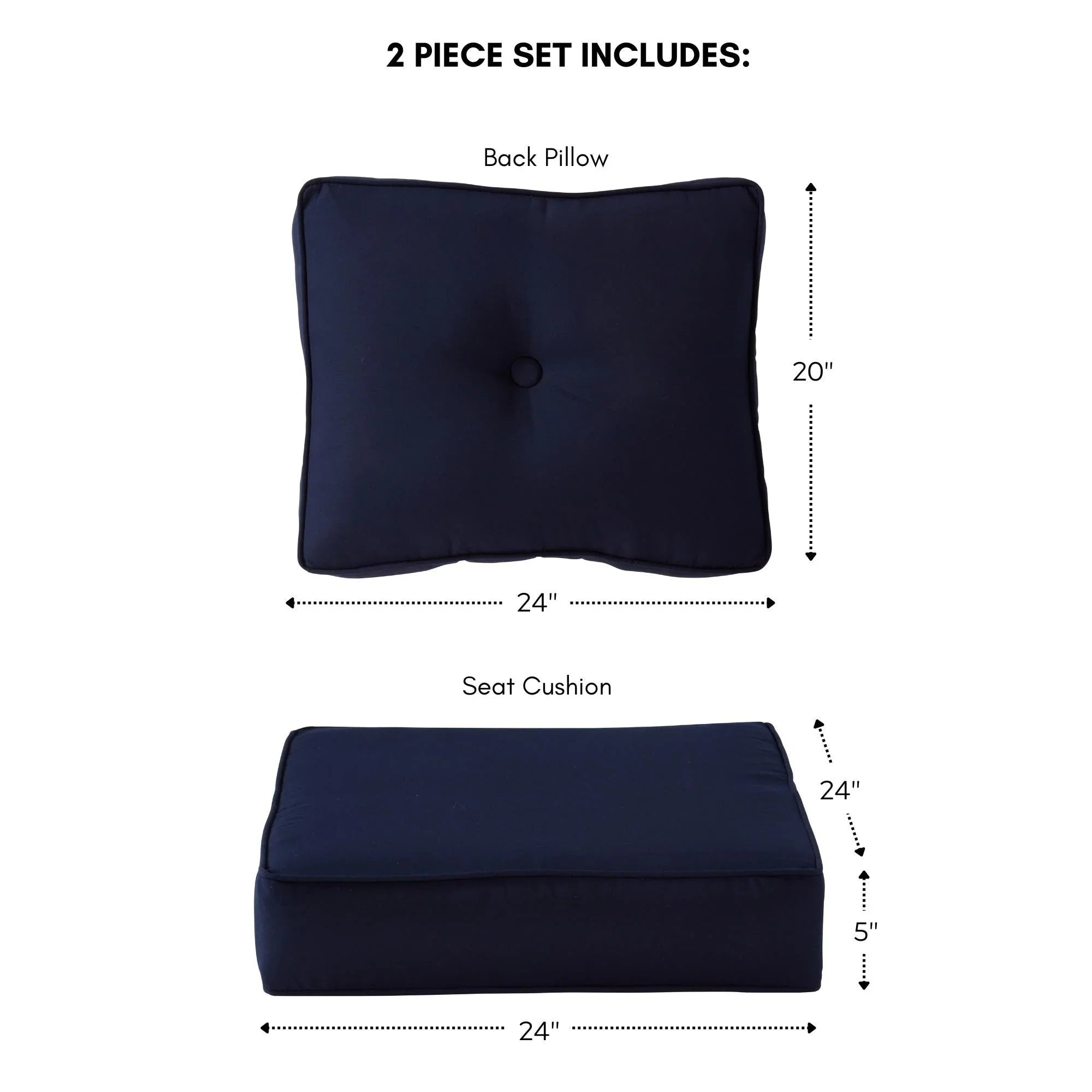 Ensemble de deux coussins d'extérieur haut de gamme Sunbrella pour assise profonde