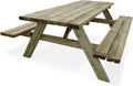 Alice's Garden - Table de Pique Nique Bois de pin + 2 bancs rabattables en Bois. 6 Places - PANCHINA - Table de Jardin Robuste en pin sylvestre