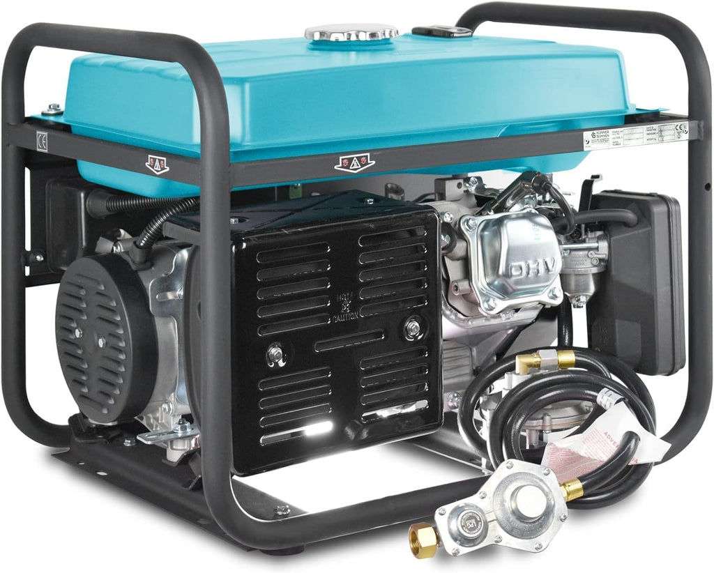 Groupe électrogène à essence/gaz KS 5000E G Könner & Söhnen, puissance maximale 4500W, démarrage manuel/électrique, prises 2x16A, 12 V, régulateur de tension automatique (AVR), affichage LED.