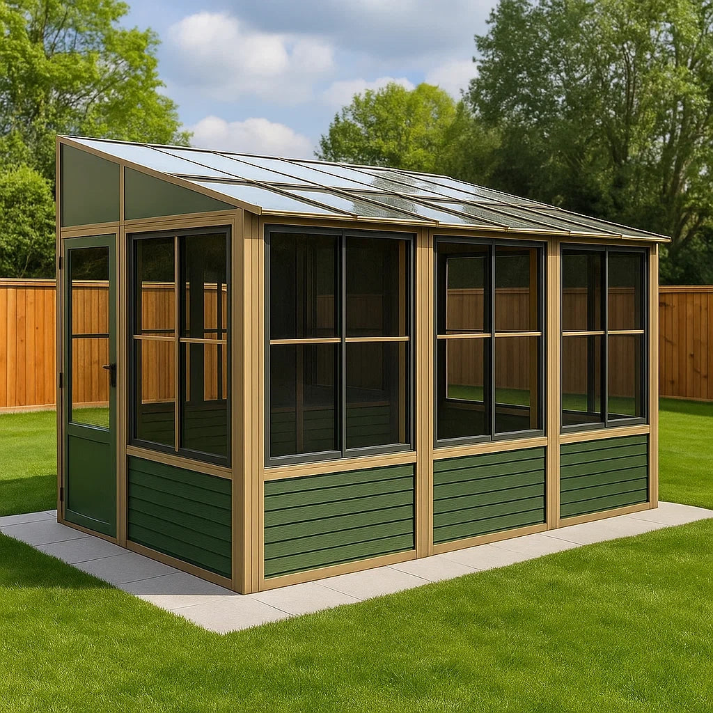 Pavillon de jardin en verre trempé et aluminium,300x200x250-200 cm