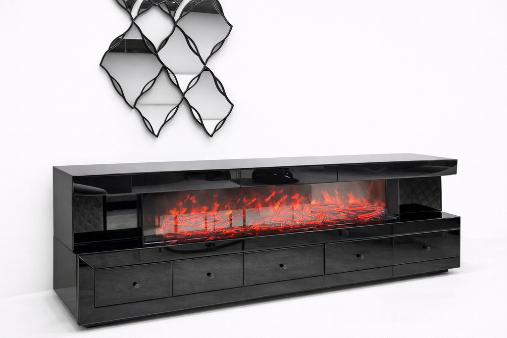 Cheminée Électrique Connectée 200 cm – Bluetooth Intégré – Design Contemporain