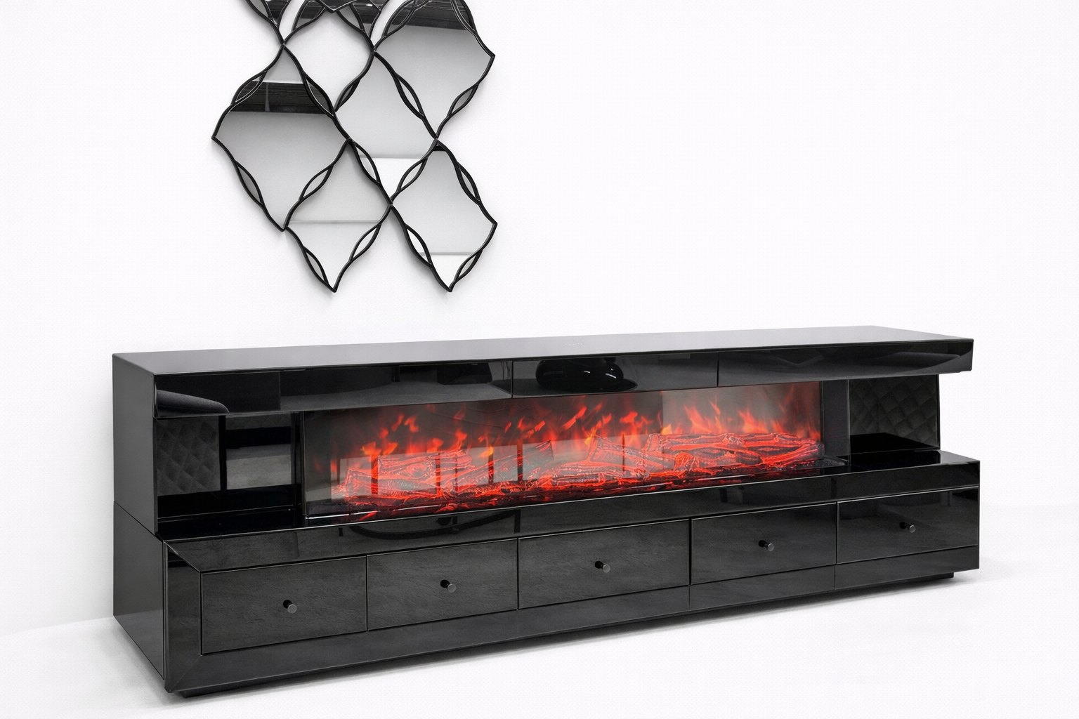 Cheminée Électrique Connectée 200 cm – Bluetooth Intégré – Design Contemporain