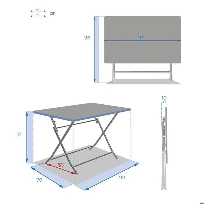 Table de jardin pliante carrée "Greensboro" pétrole 2 places en acier traité époxy - Hespéride
