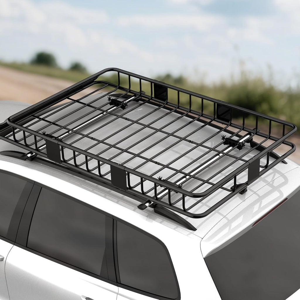 HOMCOM Porte-Bagage pour Voiture Galerie de Toit pour Voiture en métal réglable en Longueur de 109 à 162L cm Charge Max 100kg