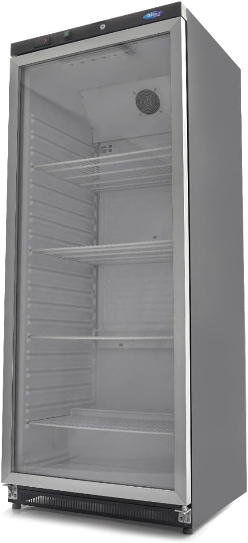 Maxima Réfrigérateur 600L Noir avec Porte Vitrée - 4 Grilles Réglables - Refroidissement Restaurant - Professionnel