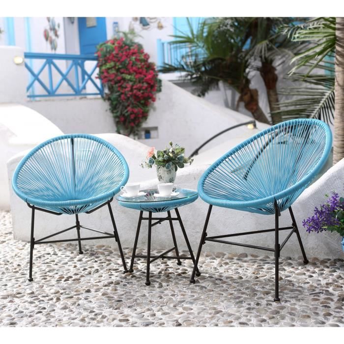 ACAPULCO - Ensemble de 2 fauteuils et table basse vert