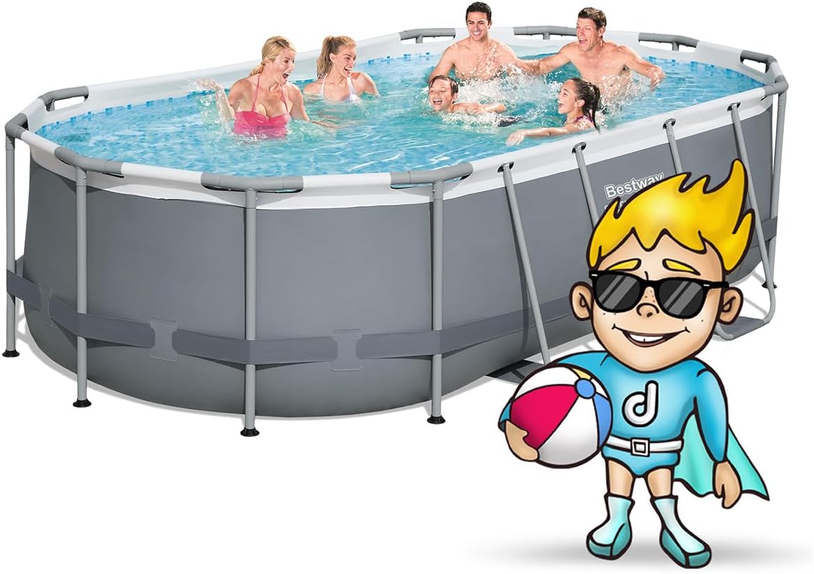 Bestway Power Steel 56088 Kit piscine avec pompe filtrante Gris ovale Bleu 427 x 250 x 100 cm