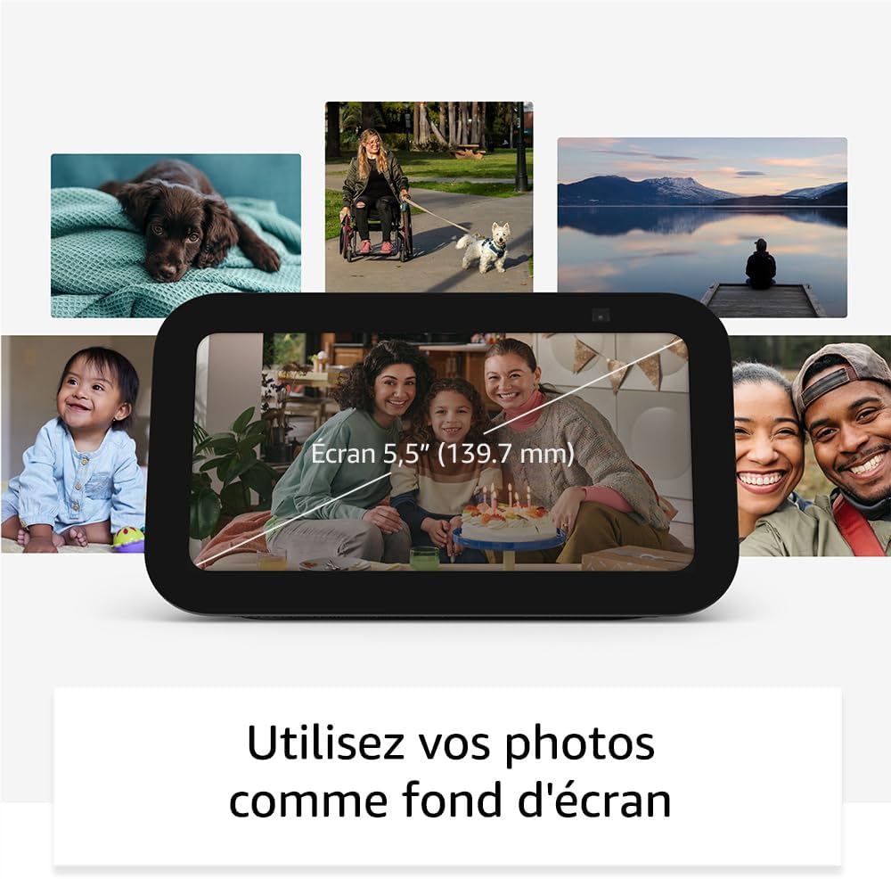 Echo Show 5 (Nouvelle génération) | Écran tactile connecté compact avec Alexa pour le contrôle de votre maison connectée et bien plus | Anthracite