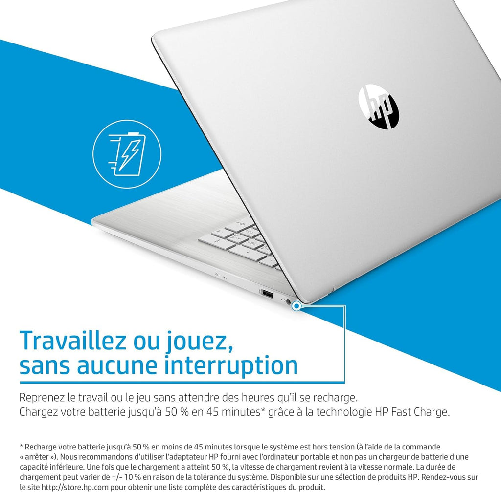 17-cp2003sf Ordinateur Portable 17,3" FHD IPS, PC Portable (AMD Ryzen 5 7520U, RAM 16 Go, SSD 512 Go, AMD Radeon Graphics, Windows 11), Laptop Argent, Clavier AZERTY