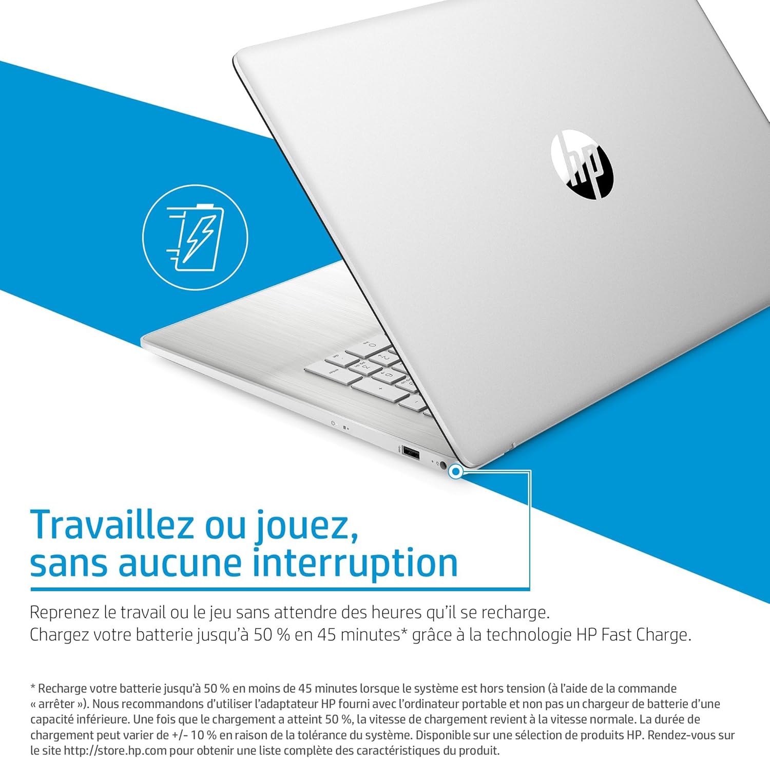 17-cp2003sf Ordinateur Portable 17,3" FHD IPS, PC Portable (AMD Ryzen 5 7520U, RAM 16 Go, SSD 512 Go, AMD Radeon Graphics, Windows 11), Laptop Argent, Clavier AZERTY