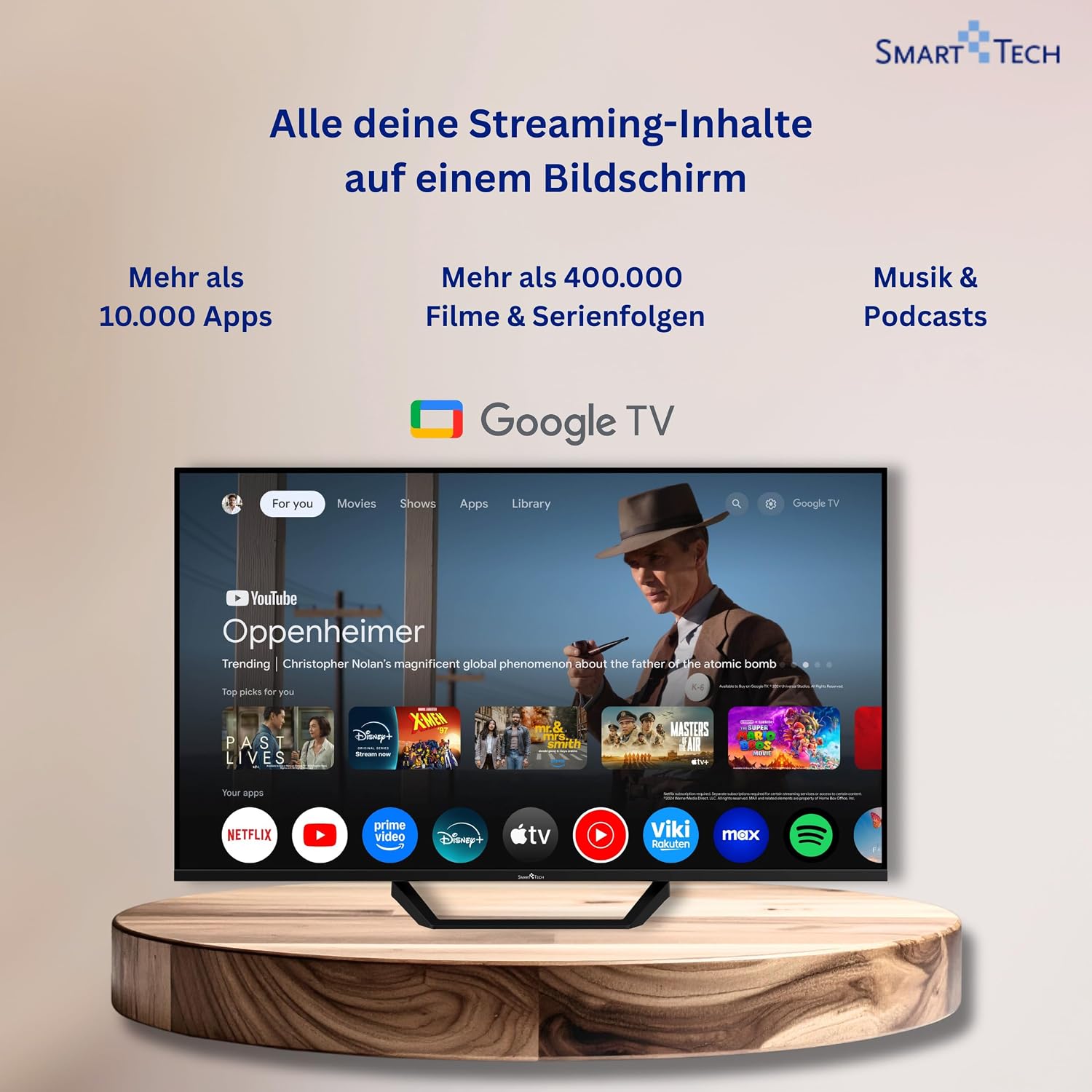 Smart Tech QLED 43QG06V2 Téléviseur Google TV HDR avec résolution 4K UHD, Bluetooth et Triple Tuner, Smart TV 43QG06V2 (2026)