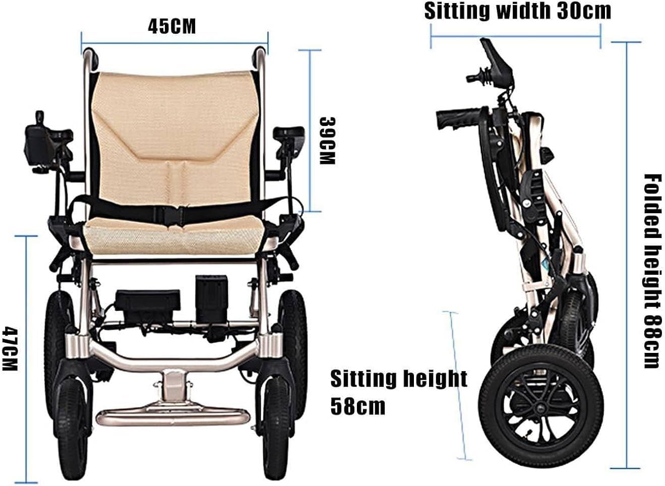 Fauteuil Roulant Electrique Pliable Ultra Leger, Fauteuil Roulant Autopropulsé À Double Fonction Compact Mobility Aid Wheelchairs pour Personnes Âgées Handicapées Mobility Vehicles