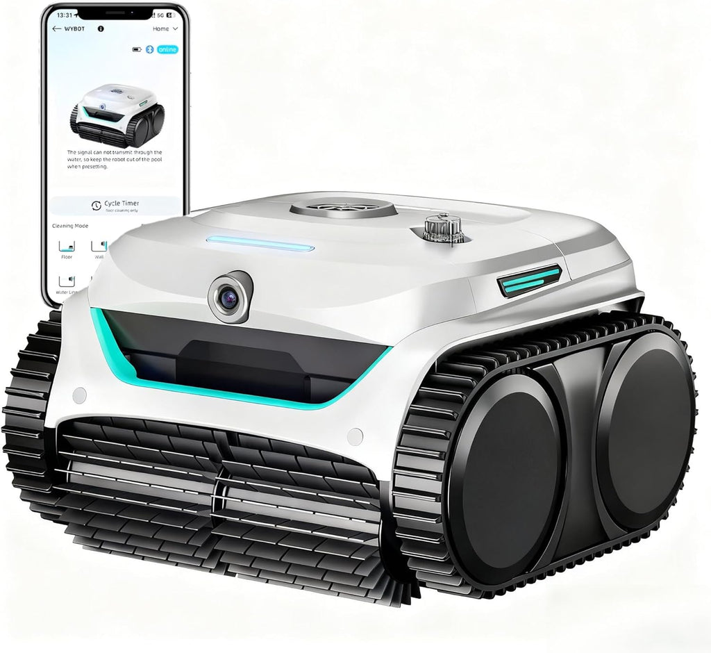 WYBOT (Nouveau Modèle) Robot Piscine sans Fil C2 Vision-A avec caméra IA, Filtration Ultra-Fine, Forte Aspiration, Nettoyage Fond/parois & Ligne d’Eau, Navigation Intelligente – Blanc