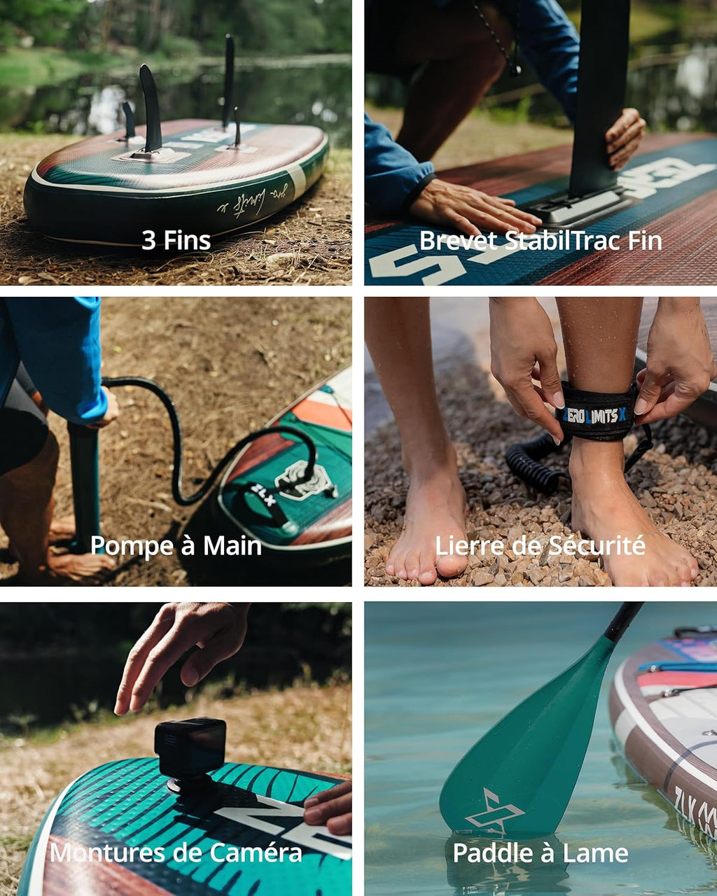 ZLX Paddle Gonflable Adulte 2 Place Stand up Paddle Gonflable avec Accessoires Sup Board pour Les Adolescents et Les Adultes de Tous Les Niveaux de compétence, Kayak/Bateau avec siège 10'6" x 33"