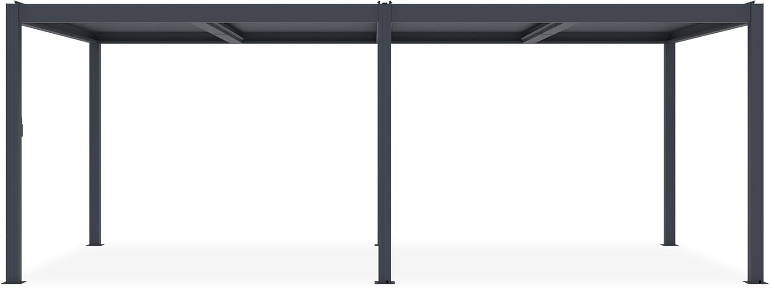CAZEBOO Pergola Bioclimatique 6x3m Autoportée Santa – Aluminium Gris Lames Orientables en Acier – Tonnelle de Jardin Abri Terrasse – Résistante Vent 55 km/h – Protection Soleil Pluie – Montage Facile