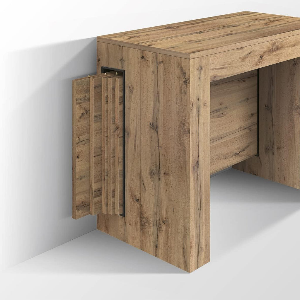 PAZZO DESIGN, Table Console Extensible avec Porte Rallonges Elvire, Chêne Rustique, Jusqu'à 12 Places, Table Console Cuisine, Made in Italy, De 45 à 300 cm - id_1931
