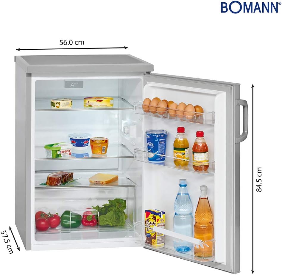 Réfrigérateur 133L inox VS2195-1-inox, Capacité nette : 133 litres, Éclairage intérieur à DEL, Contrôle de la température en continu, 3 clayettes en verre