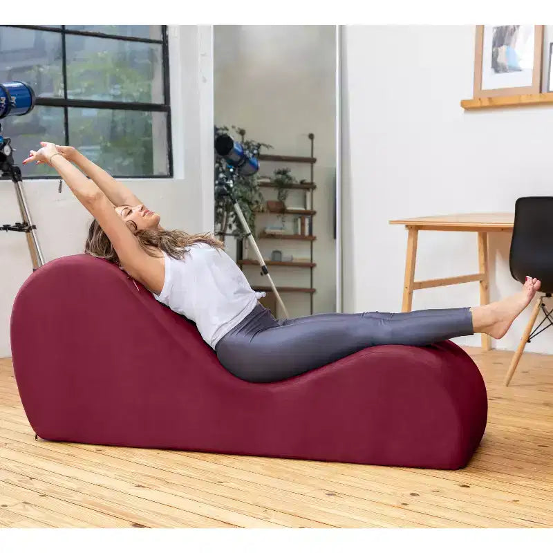 Avana Sleek Chaise Lounge for Yoga - Made in The USA - Great for Stretching, Relaxation, Exercise & More, 60D x 18W x 26H Inch, Light Grey