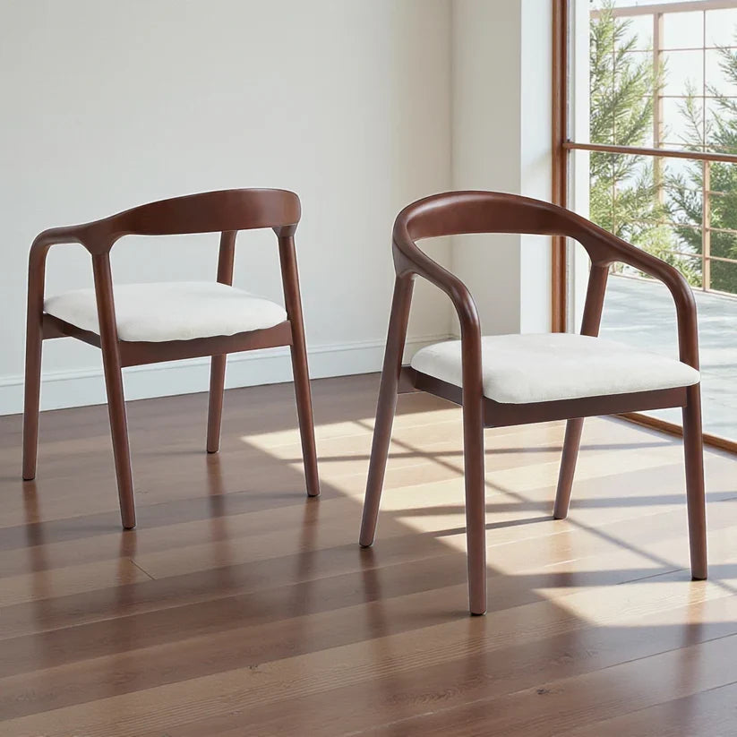 Chaise Carlyon bois d'hévéa pied noyer