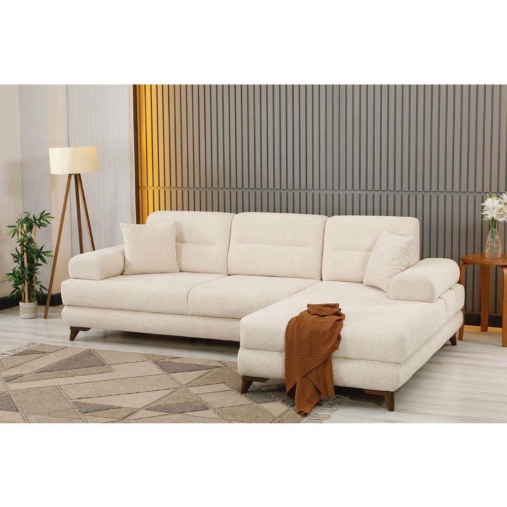 Canapé d'Angle Monza Convertible - Velours et Structure Bois