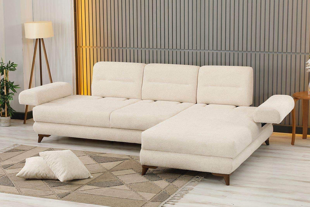 Canapé d'Angle Monza Convertible - Velours et Structure Bois