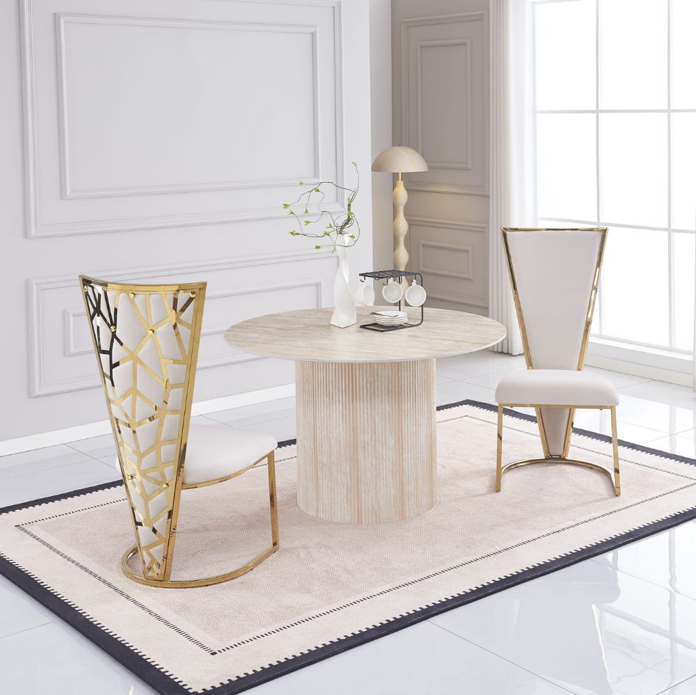 Chaise Melissa - Velours et Pieds Métal Doré