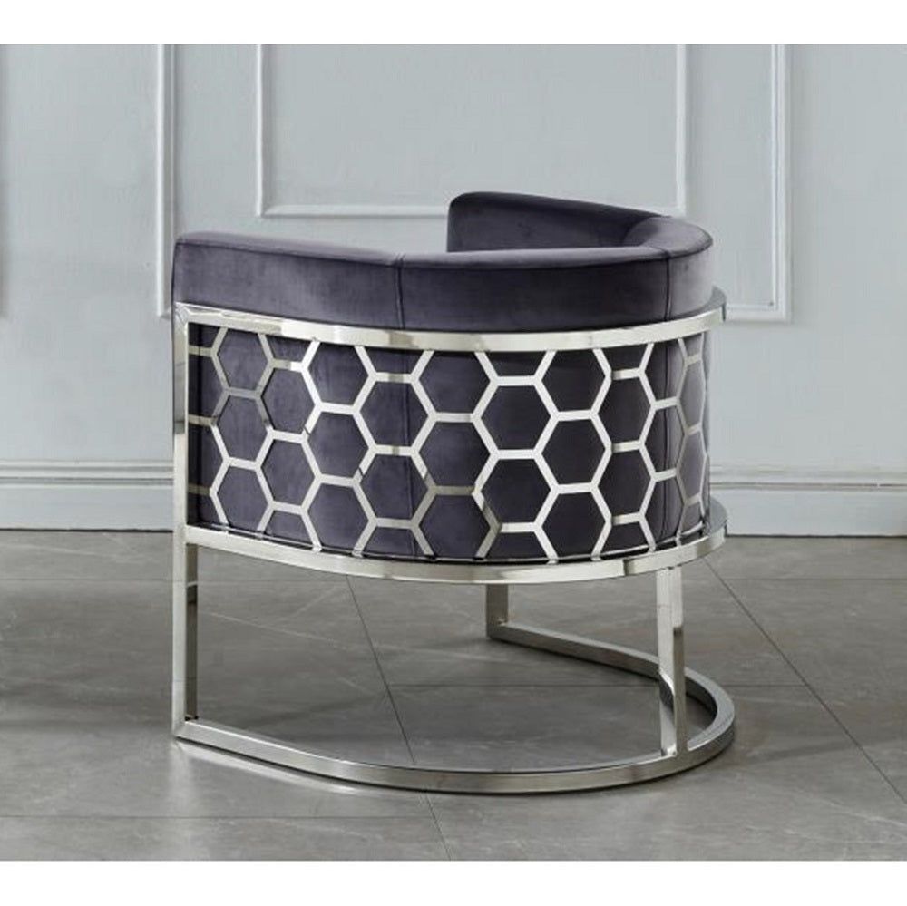 Fauteuil Alvéolé Brek - Velours et Structure Métal