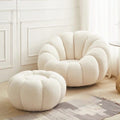 Fauteuil Merk - Laine Bouclée Pivotant avec Pouf